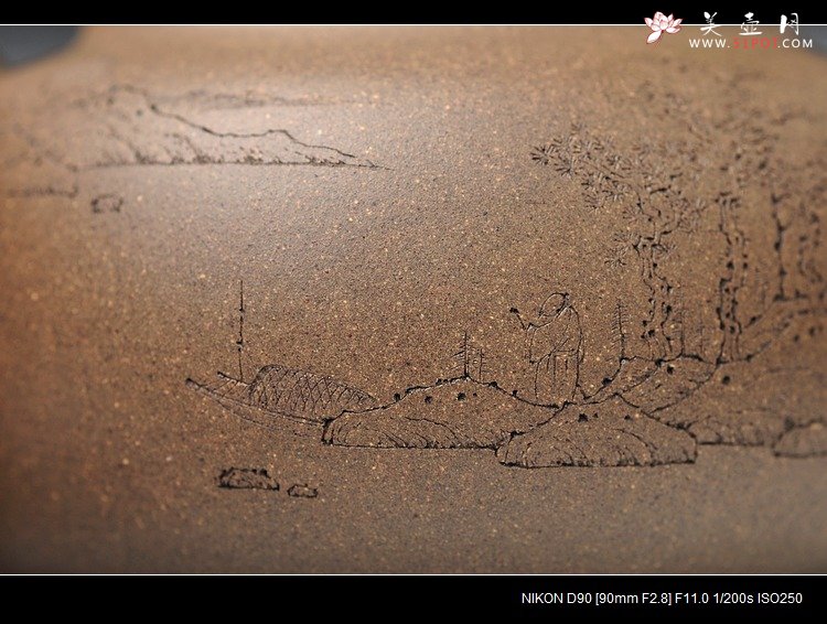 紫砂壶图片：国助和石精刻  玉成窑风格 全手归隐 更加耐品 - 美壶网