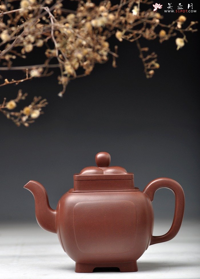 紫砂壶图片：精工大气 精品之作 全手工开光四方菱花 - 美壶网