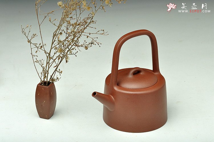 紫砂壶图片：顶级老料 挺拔俊秀 全手曼生提梁 仅此一件不接受定做 - 美壶网