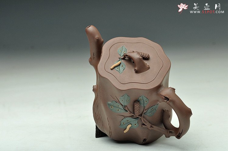 紫砂壶图片：崔巍健代表作 树桩精品  桑蚕壶 - 美壶网