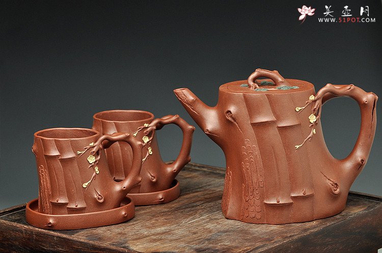 紫砂壶图片：三色演绎  全手三友祝福套壶 终极版 花货实力派 臻品之藏 - 美壶网