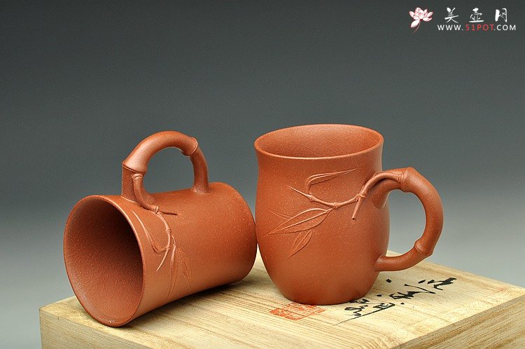 紫砂壶图片：一对竹节杯 和美清风 - 美壶网