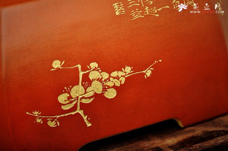 紫砂壶图片：岁寒三友之六方水洗 陆轶舟精品代表作 刀法精炼 粉浆效果更漂亮 - 美壶网