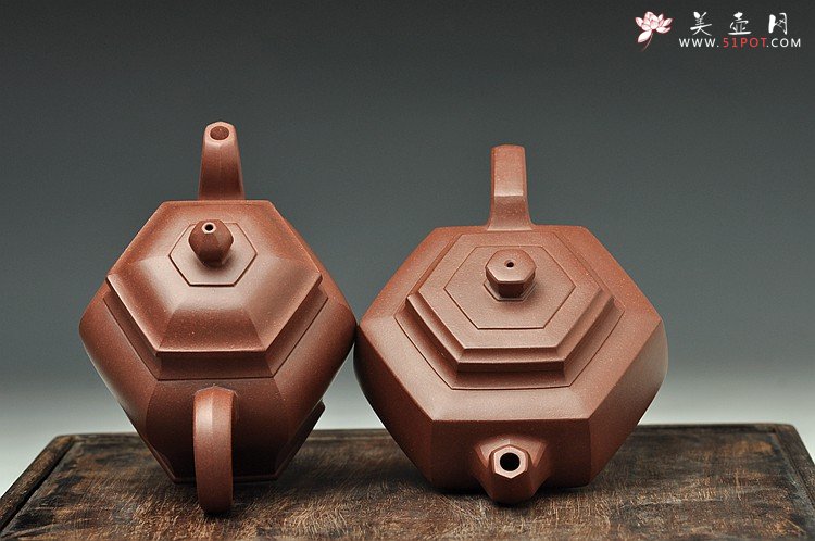 紫砂壶图片：何卫枫近作 全手工 六方对壶 - 美壶网