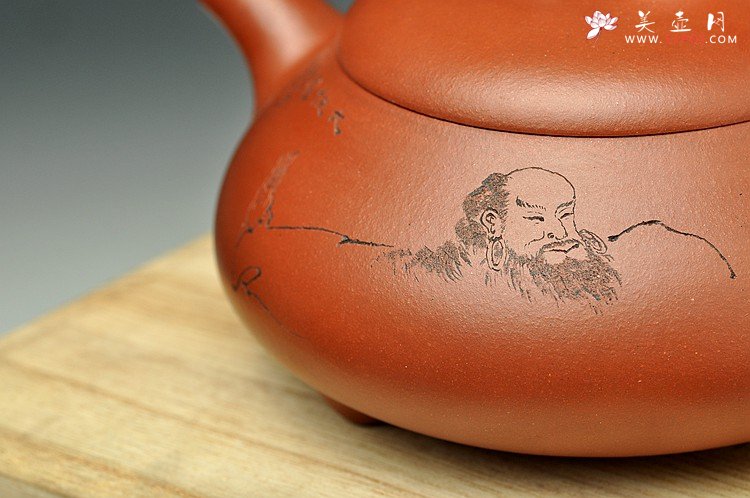 紫砂壶图片：经典器形 钱伟刚精心装饰达摩 汉棠石瓢 - 美壶网
