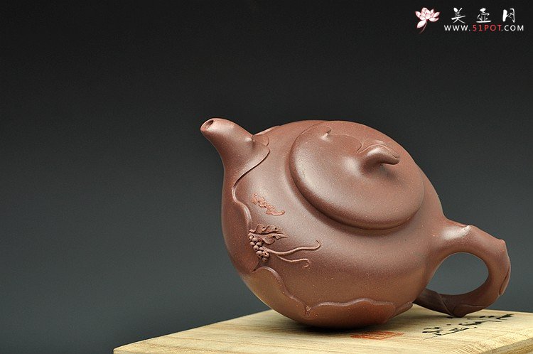 紫砂壶图片：福音多子 贴塑花器 吉祥寓意 - 美壶网