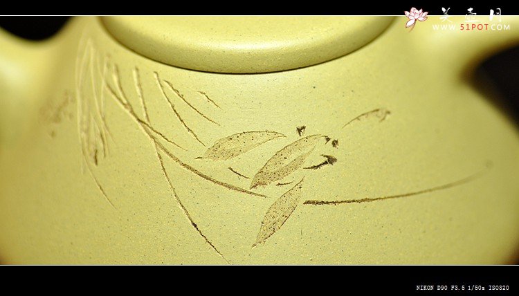 紫砂壶图片：素雅文气 骨格清奇 本山绿之兰花子冶石瓢 - 美壶网