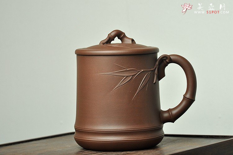 紫砂壶图片：厚重大气 居不可无竹 清韵杯 精品老紫泥and黄龙源青段 不接受定做 - 美壶网