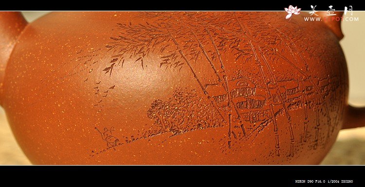 紫砂壶图片：饱满圆润 优质降坡泥 全手灵丰 遥想兰亭下清风满竹林 - 美壶网