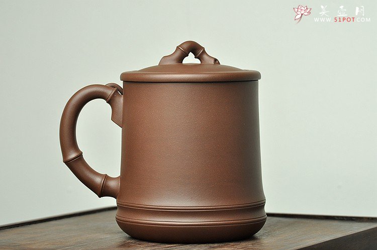 紫砂壶图片：厚重大气 居不可无竹 清韵杯 精品老紫泥and黄龙源青段 不接受定做 - 美壶网