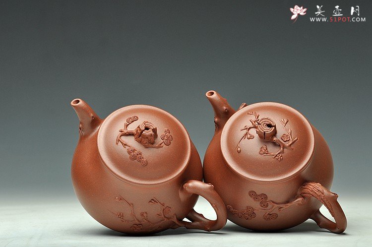 紫砂壶图片：传统实用 寓意吉祥 松梅常青之潘韵 - 美壶网