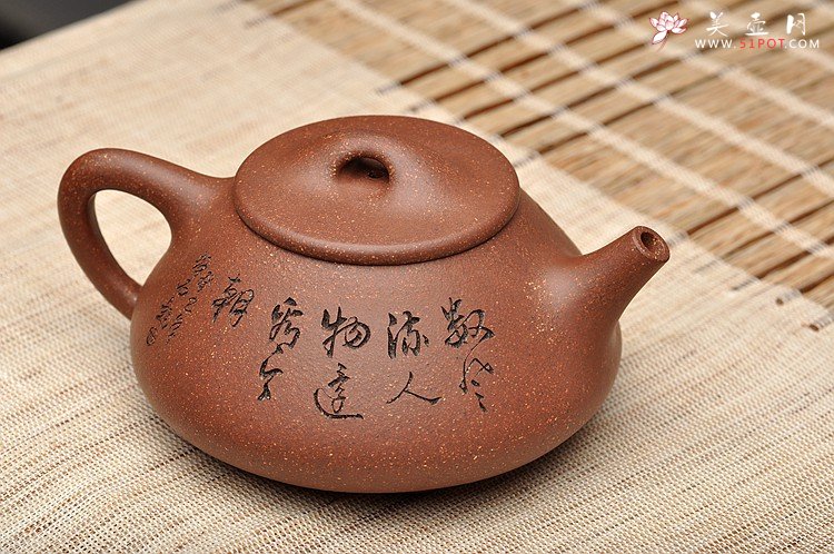 紫砂壶图片：周斌全手力作 经典器形 中石瓢 肥而不腻 清奇 鱼籽砂 - 美壶网