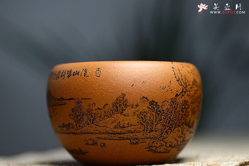 紫砂壶图片：精刻山水之钵 笔洗 把玩精品 有宋朝高远之气~ - 美壶网