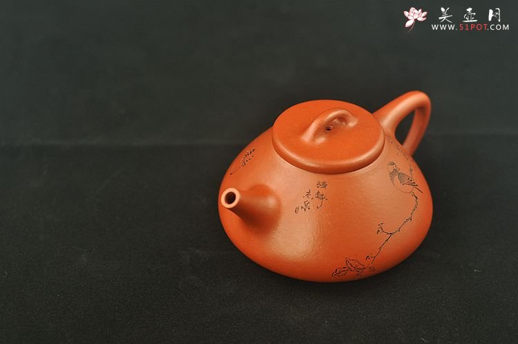 紫砂壶图片：难得成品 陈进惊艳之作 全手朱泥子冶石瓢 骨感挺拔 - 美壶网