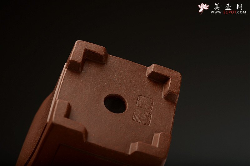 紫砂壶图片：张秋平全手制花盆 陆逸舟精心装饰 四方开光花盆 - 美壶网