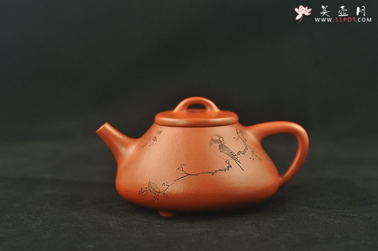 紫砂壶图片：难得成品 陈进惊艳之作 全手朱泥子冶石瓢 骨感挺拔 - 美壶网