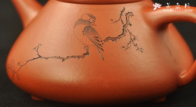 紫砂壶图片：难得成品 陈进惊艳之作 全手朱泥子冶石瓢 骨感挺拔 - 美壶网