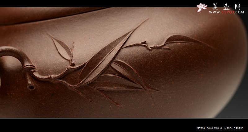 紫砂壶图片：油润底槽青 精品花货  丹竹 敦厚可人 大口实用 - 美壶网