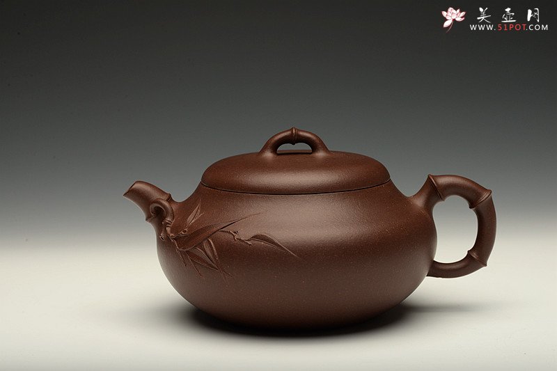 紫砂壶图片：油润底槽青 精品花货  丹竹 敦厚可人 大口实用 - 美壶网