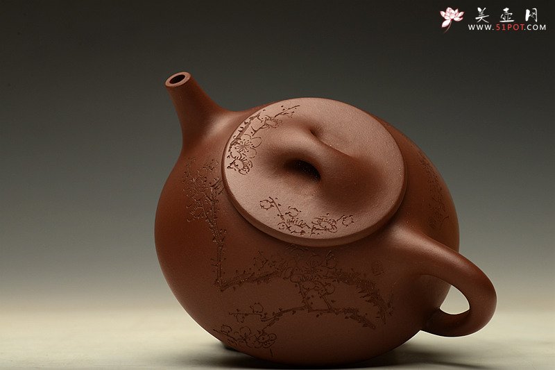 紫砂壶图片：全手满瓢 陆轶舟装饰通转梅花 劲道小霸王o(∩_∩)o  - 美壶网