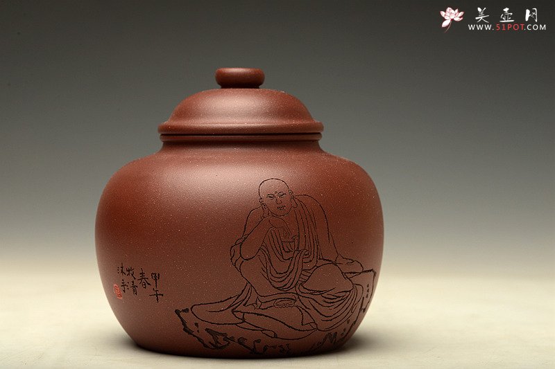 紫砂壶图片：佛缘茶叶罐 - 美壶网