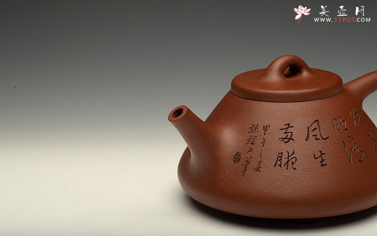 紫砂壶图片：张听刚装饰 原矿老紫泥 全手大子冶石瓢 精工 - 美壶网