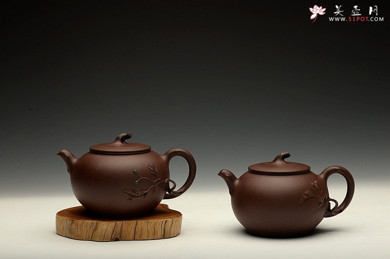 紫砂壶图片：进步之作 敦厚可人 简意花器 全手工双色惜春一对 - 美壶网