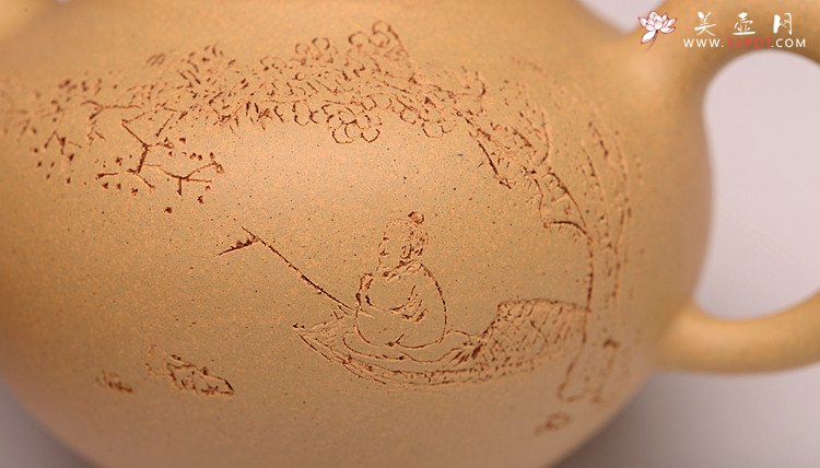 紫砂壶图片：实用有趣 本山绿之全手小莲子 刻绘古朴 - 美壶网