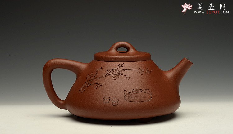 紫砂壶图片：张听刚装饰 原矿老紫泥 全手大子冶石瓢 精工 - 美壶网