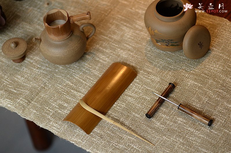 紫砂壶图片：美壶特惠 茶盘必备竹韵小套组 茶拨 茶荷 茶针 盖托 竹漏 - 美壶网