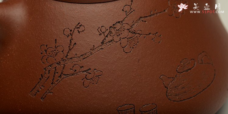 紫砂壶图片：张听刚装饰 原矿老紫泥 全手大子冶石瓢 精工 - 美壶网