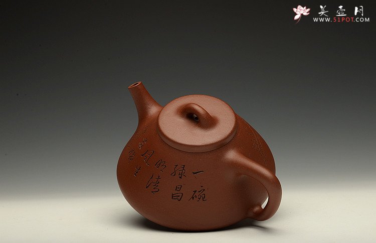 紫砂壶图片：张听刚装饰 原矿老紫泥 全手大子冶石瓢 精工 - 美壶网