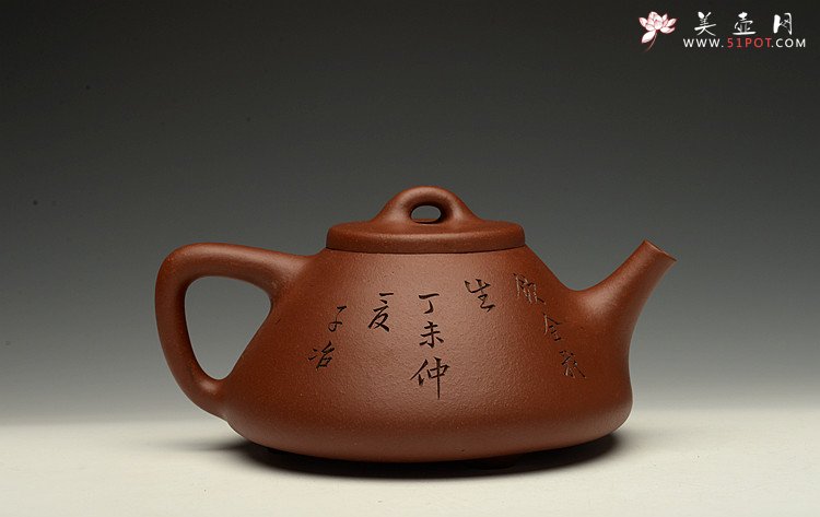 紫砂壶图片：张听刚装饰 原矿老紫泥 全手大子冶石瓢 精工 - 美壶网