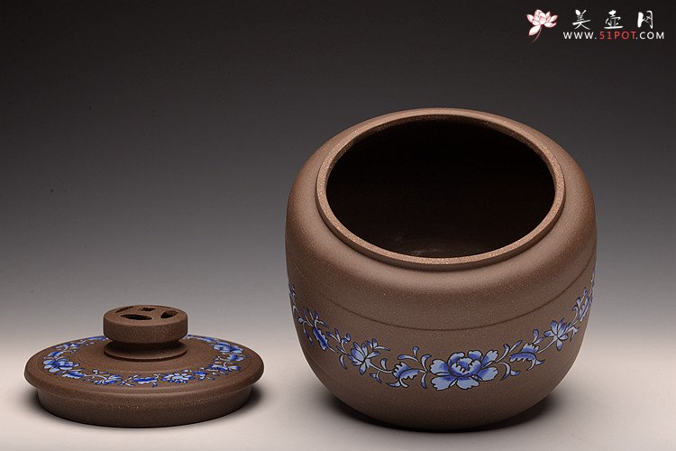 紫砂壶图片：美壶定做 精品粉彩茶叶罐 浑厚大气 古朴之风 - 美壶网