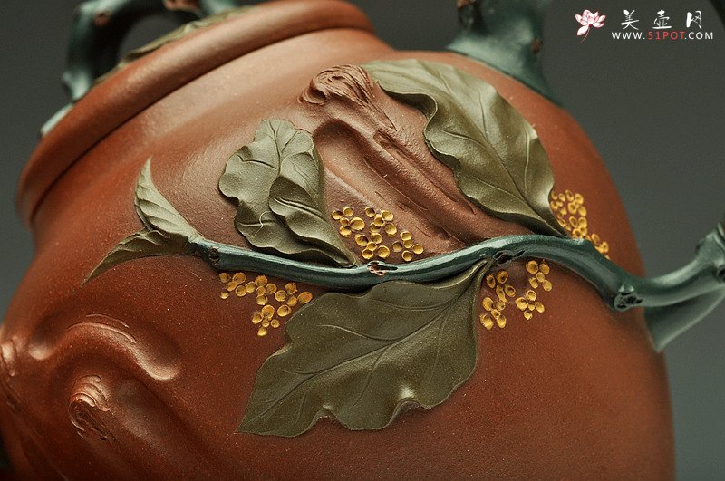 紫砂壶图片：三色装饰 贴塑精彩~ 桂花香二式 孙伟强张新亚合作 - 美壶网