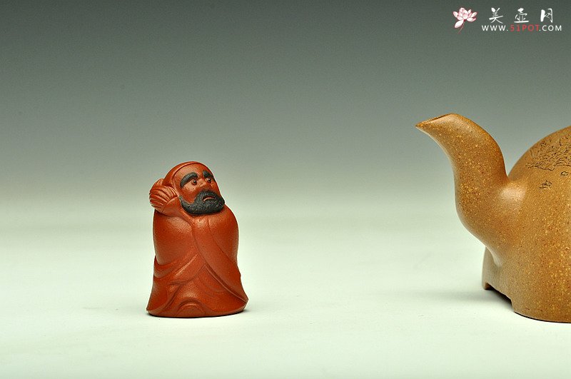 紫砂壶图片：萌宠 朱泥迷你达摩 非常有趣~ 神态生动 - 美壶网