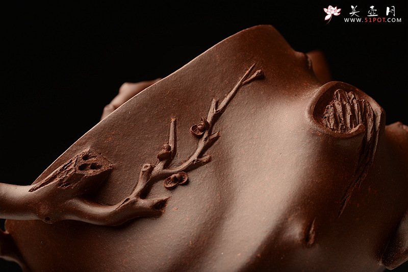 紫砂壶图片：单志萍双色作品 全手精品花器 喜上眉梢 立体梅花 - 美壶网