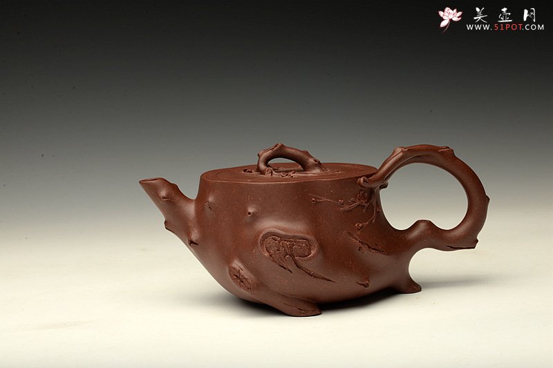 紫砂壶图片：单志萍双色作品 全手精品花器 喜上眉梢 立体梅花 - 美壶网