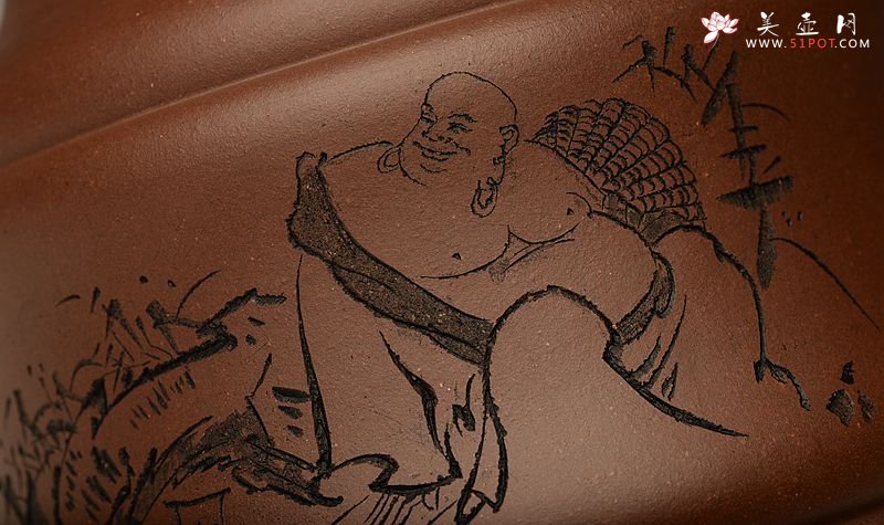 紫砂壶图片：竹鼎 文房茶叶罐 刻绘精致 造型新颖 - 美壶网