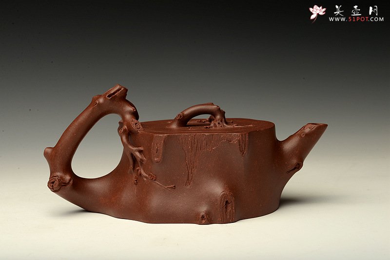 紫砂壶图片：傲梅斗雪 苍老遒劲 全手铁骨寒梅 经典作品  - 美壶网