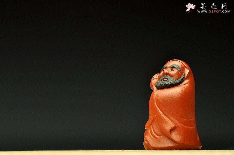 紫砂壶图片：萌宠 朱泥迷你达摩 非常有趣~ 神态生动 - 美壶网