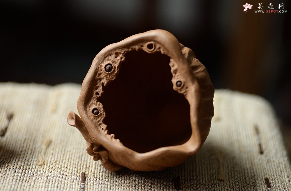 紫砂壶图片：款式二之学院派风格之全手莲蓬公道+2个手工莲子杯 肌理丰富 各有风味~ - 美壶网