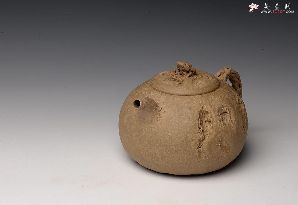 紫砂壶图片：肌理丰富 拙味~ 全手薄胎龚春 金蟾~沧桑质感 - 美壶网