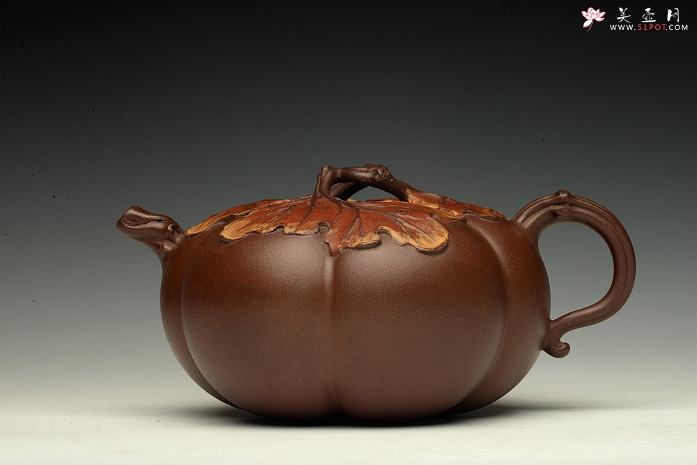 紫砂壶图片：花货奇才-顾正芳 惊艳力作 全手筋囊薄胎花货 夏日南瓜  - 美壶网