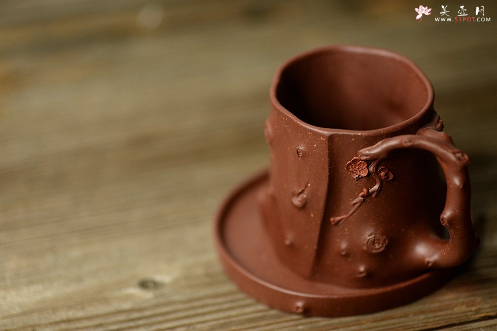 紫砂壶图片：单志萍最新力作 雄厚之风 优雅之作 精品全手红梅争艳 - 美壶网