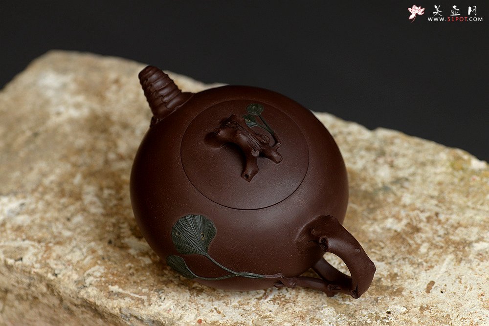 紫砂壶图片：崔巍健最新原创作品 银杏壶 原矿紫泥  - 美壶网