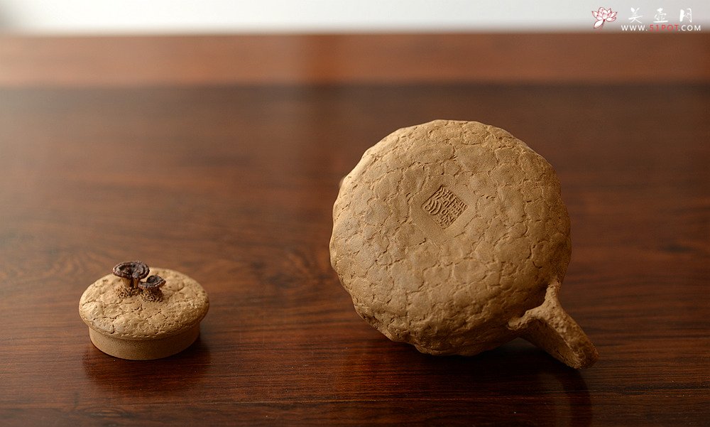 紫砂壶图片：全手薄胎灵芝瓜纽龚春 古朴之味 自然生动 - 美壶网