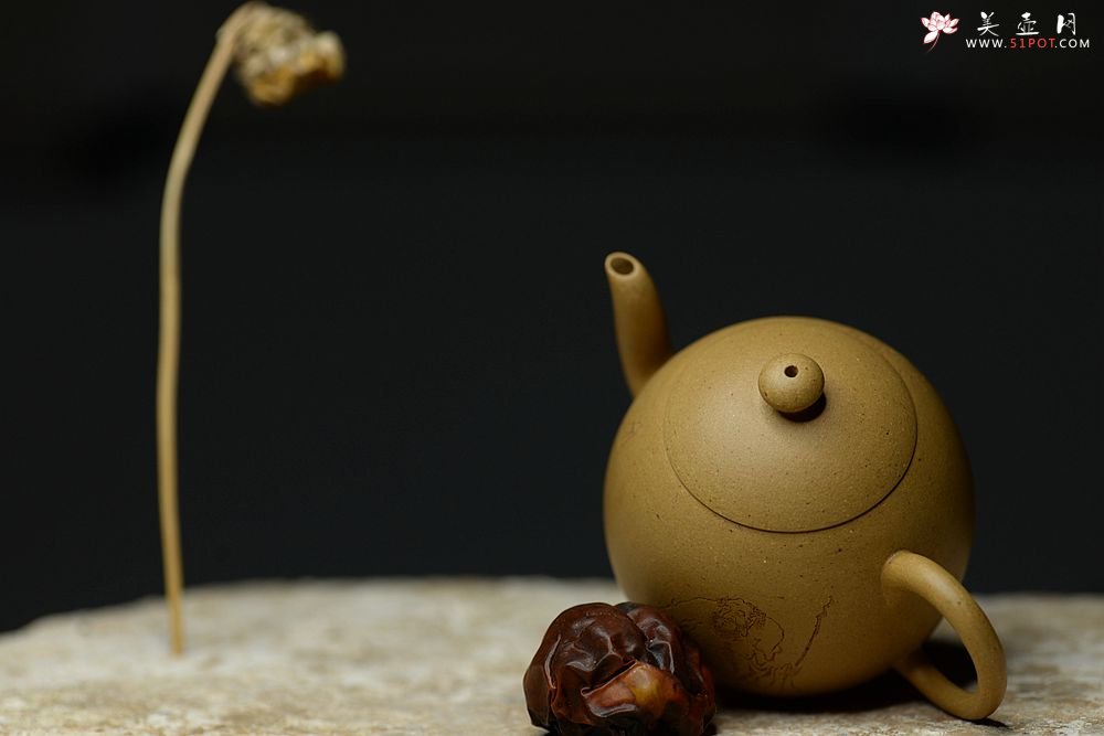 紫砂壶图片：器小大度 美人雅致小壶 天心明月 高工葛明仙爱女黄玲玲装饰 - 美壶网