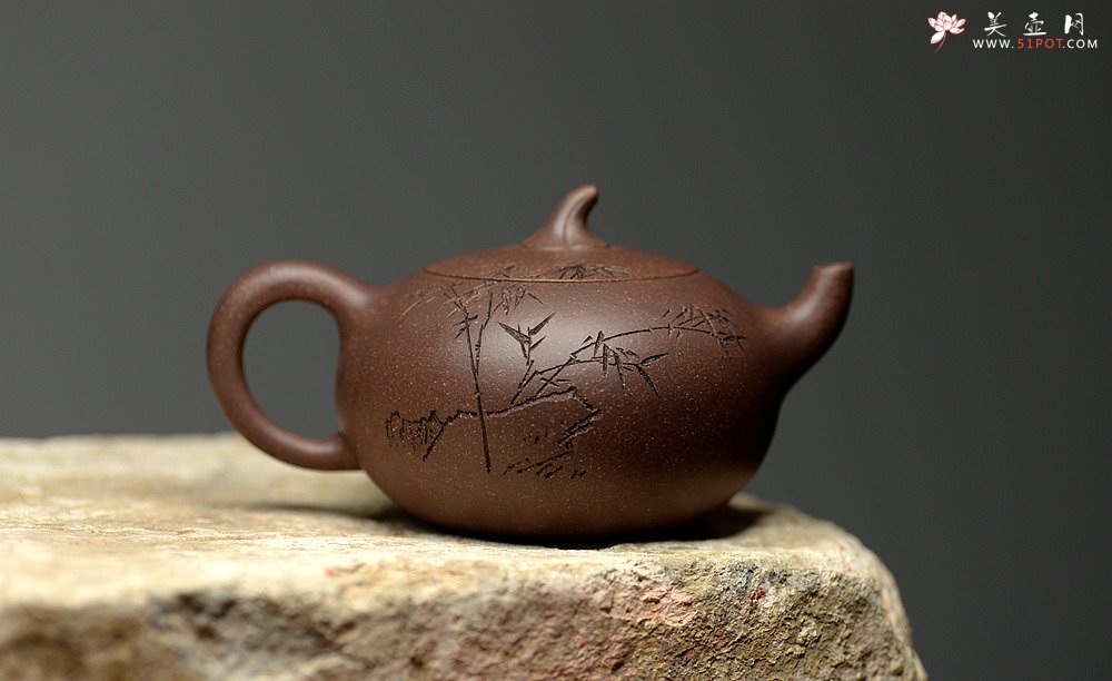 紫砂壶图片：张听刚装饰  周斌全手力作 原矿鱼子砂 全手吉瓜 - 美壶网