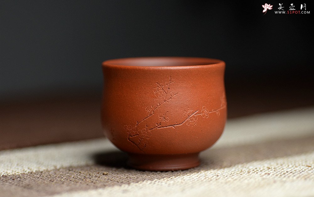 紫砂壶图片：曲峰经典清韵杯一套 古色古香 雅致 - 美壶网